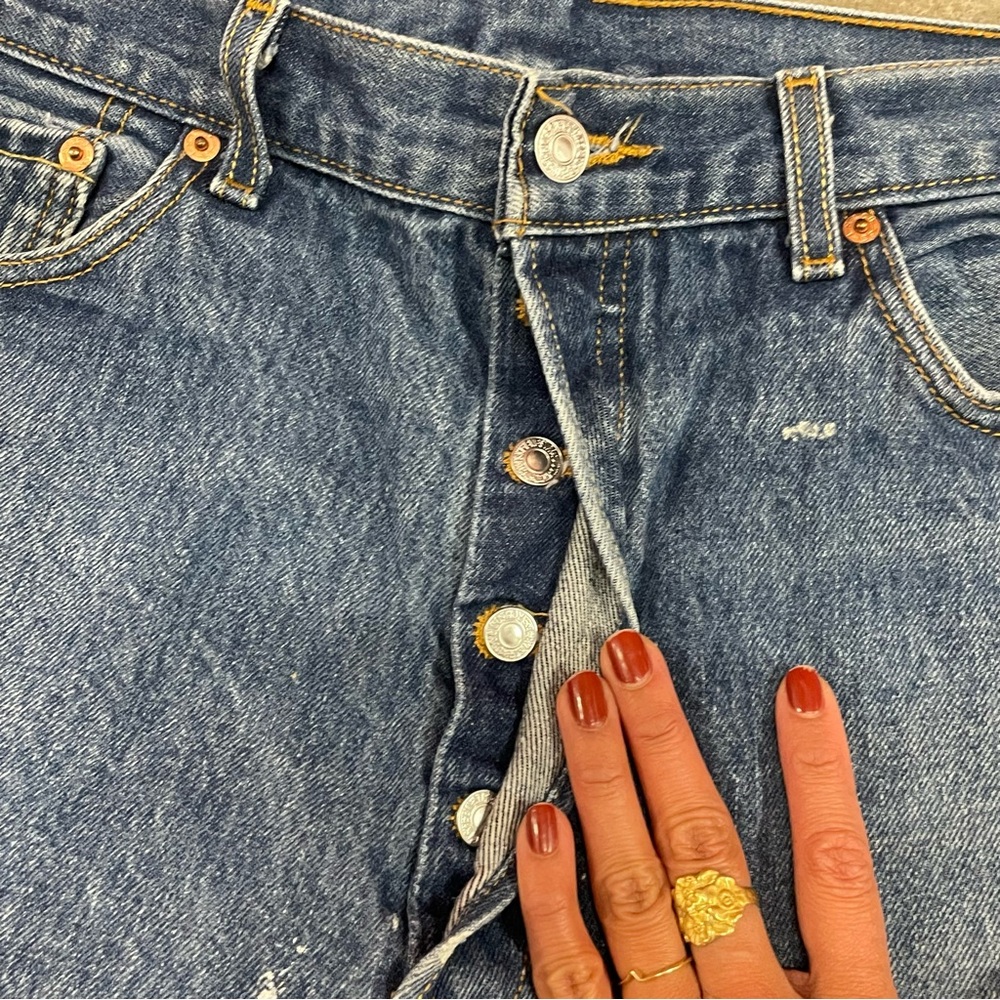 Vintage Y2K Levi's 501XX Button Fly Straight Leg Painted Jeans 36x30 - Picture 4 of 10